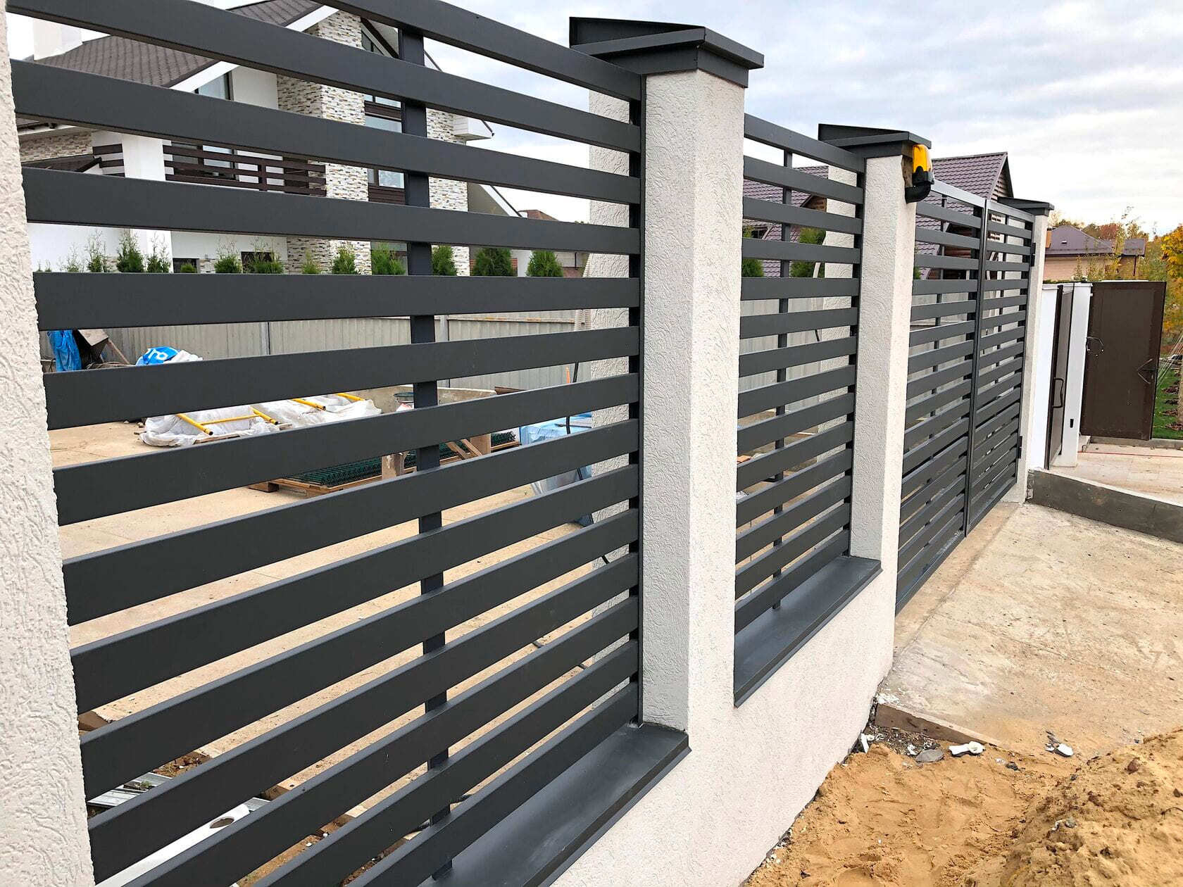 забор ламели серый