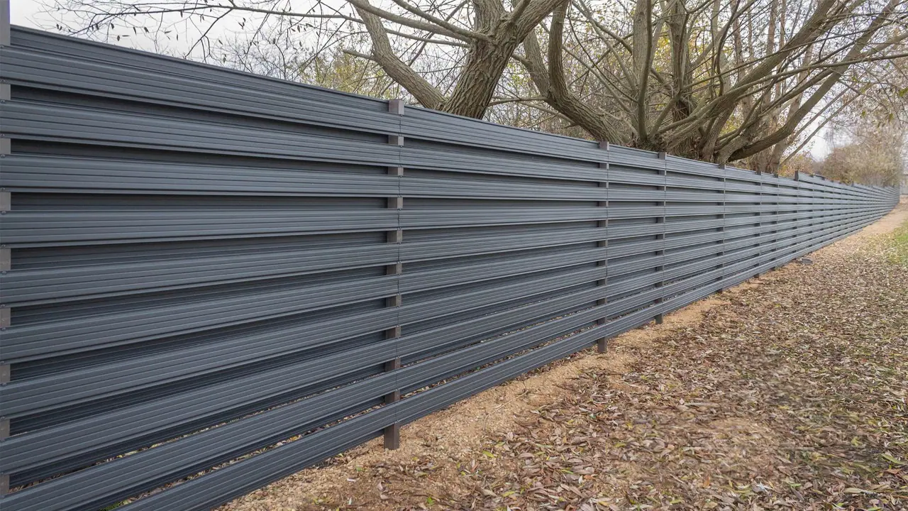 Забор из горизонтального металлического штакетника 130 мм